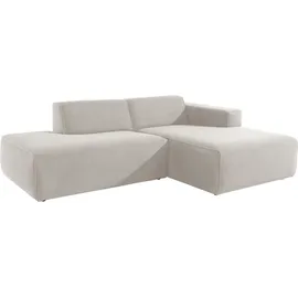 Andas Ecksofa ANDAS "Noord mit Kedernaht, Breite 227 cm, L-Form", beige (cream), B:227cm H:71cm T:161cm, 94% Polyester; 6% Nylon, Sofas, Ecksofa, Cord, Struktur, Webstoff, mit Wellenunterfederung, Massivholzrahmen