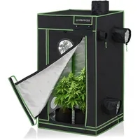 HIGHWERK Growzelt 140 x 140 x 200 cm | Indoor Grow Tent für Pflanzenzucht | schwarz grün | Growbox, Homegrow, Growschrank | Zuchtzelt, Pflanzenzelt, Anzuchtzelt, Gewächshaus, Indoor Garden