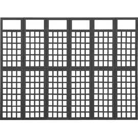 vidaXL Spalier/paravent 6-teilig Massivholz Tanne Schwarz 242,5x180 cm