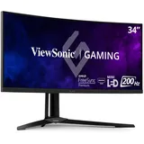 ViewSonic XG341C-2K 86,4 cm (34 Zoll) Curved Gaming Monitor (UWQHD, Quantum Dot, 1ms, 200 Hz, FreeSync Premium Pro, HDR, RGB Beleuchtung, HDMI, DP, USB-C, höhenverstellbar) Schwarz