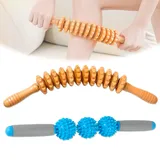 Massage Roller Stick & Faszienrolle Holz, Massagestab für Faszienmassage und Muskelentspannung, Massagegerät für Rücken, Nacken, Beine und Muskelregeneration (A)