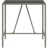 vidaXL Bartisch mit Glasplatte Grau 110x70x110 cm Poly Rattan