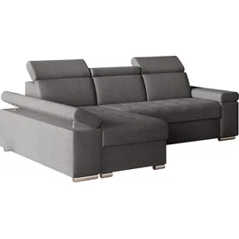 moeblo Ecksofa L mit Schlaffunktion, verstellbaren Kopfstützen & Bettkasten – Modernes Schlafsofa mit Stauraum - Ecksofa Luka L - Grau (Twist 20... - Grau