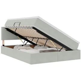 vidaXL Bett mit Stauraum und LED Hellgrau 140 x 190 cm Samt