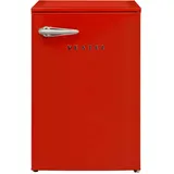 Vestel RETRO TT14021 BLACK Freistehender Tischkühlschrank mit 4*Gefrierfach, 83,8cm Höhe, 54cm Breite, 104,8L Kühlteil, 17L Gefrierteil (Red)
