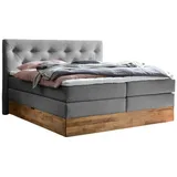 Belanoti Boxspringbett Anthrazit, Echtholz,Eiche, 7-Zonen, 160x200 cm, Schlafzimmer, Betten, Boxspringbetten