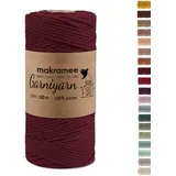 GARNIYARN Makramee Garn 3mm x 100m Burgundy – 100% Baumwolle, 4-Fach gezwirnt – Makrameegarn für Wandbehang, Pflanzenhänger & DIY Basteln – Oeko-TEX Zertifiziert