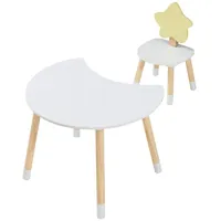 [en.casa] Kinderschreibtisch mit Stuhl Lallega Mond- und Stern-Design Weiß