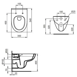 Ideal Standard i.life A Wand-WC mit WC-Sitz Weiß
