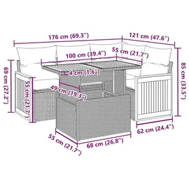 vidaXL Garten-Lounge-Set 5-tlg. grau