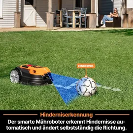 LAWNMASTER OcuMow®18 m?hroboter ohne Begrenzungskabel für bis zu 800©O 4ah Batterie Optische Navigation, Hindernisvermeidung, Automatische Ladestation, virtuelle Sperrzonen, WLAN Bluetooth App