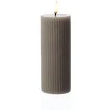 uYuni LED Kerze Thea Uyuni mit Rillen Timer bis 400Std. D: 5,8cm H:15,2cm gerillt sand