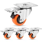 60 mm Möbelrollen, bis zu 75 kg, Hochleistungsrollen aus Polyurethan, 360-Grad-Drehgelenk, für alle Böden, Möbel, Geräte, 4er-Set
