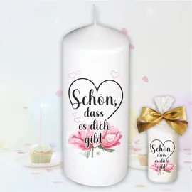 AV Andrea Verlag Schön das es dich gibt Stumpenkerze 1 St. weiß