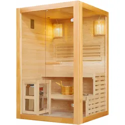 Sauna SANOTECHNIK "PANORAMA", braun (holzfarben), Saunaofen, integrierte Steuerung, 3,5 kW, Saunen