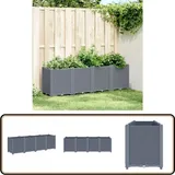 Pflanzkübel Grau 160x40x53 cm pp - Blumentopf - Pflanzkasten - Rattan Optik - Gartenmöbel - Polypropylen