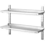 BRB-Lagertechnik Wandregal Edelstahl 1000x355 mm grau/weiß mit 2 Böden