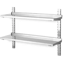 BRB-Lagertechnik Wandregal Edelstahl 1000x355 mm grau/weiß mit 2 Böden