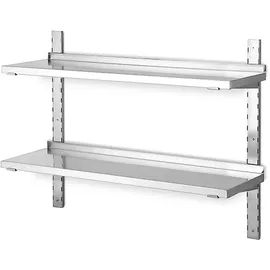BRB-Lagertechnik Wandregal Edelstahl 1000x355 mm grau/weiß mit 2 Böden