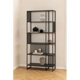 Actona Mid.you Regal Schwarz, Holzwerkstoff, 5 Fächer, 85x185x35 cm, Wohnzimmer, Regale, Bücherregale