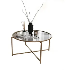 Asir Couchtisch SONNE 40x83 cm golden/klar - Gold-