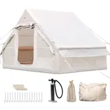 Aufblasbares Familienzelt für den Außenbereich, schnell aufgebaut, mit Pumpe, Fenster, Tür, Pop-Up-Luftzelt mit Aufbewahrungstasche, 4 Jahreszeiten, wasserdicht, winddicht (3 x 2 m ohne Kamin)