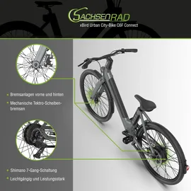 SachsenRAD xBird Urban City Bike C6F Connect Damen 26 Zoll grey