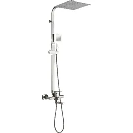 klarwerk LANA | Premium Regendusche Set Silber gebürstet Edelstahl | Design Duscharmatur Duschsystem | Mischbatterie Dusche komplett mit Handbrause