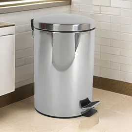 Buri Edelstahl Treteimer 5 l Silber