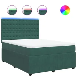 vidaXL Boxspringbett 140 x 200 cm Dunkelgrün