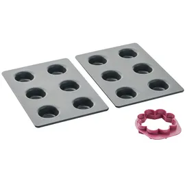 Betty Bossi Backform Mini-Törtchen mit Ausstecher - Set - Wende-Ausstecher in zwei Formen - Top Antihaftbeschichtung Schnitt- und kratzfeste Beschichtung