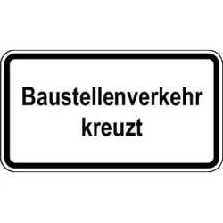 Warn- und Hinweißchild 27, 600x330mm Baustellenverkehr kreuzt RAL-Gütezeichen Folie RA1