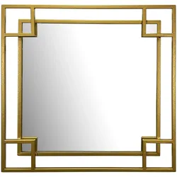 KADIMA DESIGN Wandspiegel 60x60 cm Metall Design Hängespiegel Gold, Eisen Dekospiegel Quadratisch mit Rahmen, Spiegel Wand Klein, Flurspiegel Garderobenspiegel