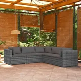 vidaXL 5-tlg. Garten-Lounge-Set mit Kissen Poly Rattan Grau