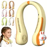 LUKIUP Tragbarer Nackenventilator, Kaninchen Mini USB Ventilator Hals 3 Stufen, Halsventilator mit Akku, 1200mAh 6 Stunden Akkulaufzeit Freihändige Leicht Ventilator Tragbarer für Unterwegs