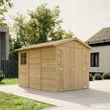TIMBELA Holzgarage − H222xl320xb244 cm/ − Plattenkonstruktion aus Naturholz − Geräteschuppen −timbela M105