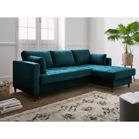 best mobilier Lisa Design Anna Ecksofa mit schlaffunktion – mit bettkasten – moderner stil – rechts entenblau