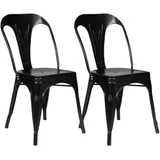Set aus 2 Stühlen leny Metall mattschwarz stapelbar roh Look Factory