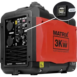 Matrix Notstromaggregat Benzin leise Inverter Stromerzeuger 3300 Watt Stromgenerator mit USB Stromaggregat digitaler Generator 230V 12V leicht trag...