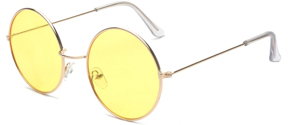 ALWAYSUV Round Driving Night Vision Polarized Yellow Lens Circle Vintage Metal Brille