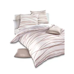 Bettwäsche KAEPPEL Gr. 2, beige (berber, ecru), B/L: 155cm x 200cm, , Mako-Satin, B/L: 80cm x 80cm, Mako-Satin, 100% Baumwolle, Bettwäsche