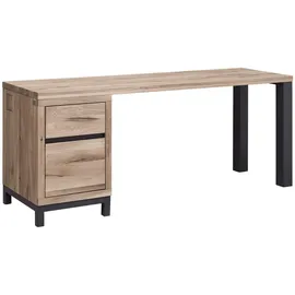 Massivmoebel24 Schreibtisch Villanders Wildeiche bianco geölt / Beige