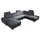 ed exciting design Wohnlandschaft ALBA U-Form, mit Bettfunktion, Bettkasten, Armteilverstellung - grau