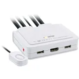 InLine KVM Switch, 2-fach, HDMI, 4K, USB, mit Audio, integr. Kabel
