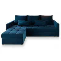 Masseno Ecksofa KOS PIK mit Schlaffunktion L-Form, Sofa mit Bettkasten, Wohnzimmersofa, Couch, Soffa, Bettsofa, Couchgarnitur- Blau, Kronos 09