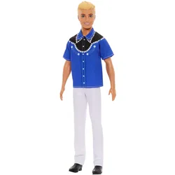 Barbie Fashionistas Ken-Puppe Nr. 226, blonde Modepuppe mit Westernlook, 65. Jubiläum