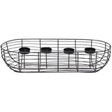 Dekoleidenschaft Dekokorb "Candela" Metall, schwarz, 4 Kerzenhalter, Alternative Adventskranz, / Weihnachtskranz, Kerzenständer, 50 cm lang, Metallkorb schwarz