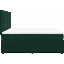 vidaXL Boxspringbett mit Matratze Dunkelgrün 180x200 cm Samt