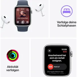 Apple Watch SE 2023 GPS + Cellular 44 mm Aluminiumgehäuse mitternacht, Sportarmband mitternacht M/L