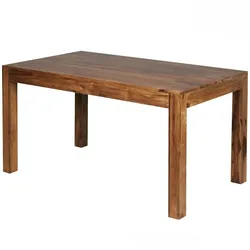 Kadima Design Esstisch Massivholz 140x80 cm | Sheesham Holztisch Rechteckig | Dunkelbraun | Handarbeit | NAKO Kollektion